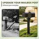 Double Mailbox Post for Outside, 43" Heavy Duty Metal Dual Mailbox Post with Universal Mounting Bracket, In-Ground Mailbox Support Post Fits Standard Post Mount Curbside Residential Mailboxes