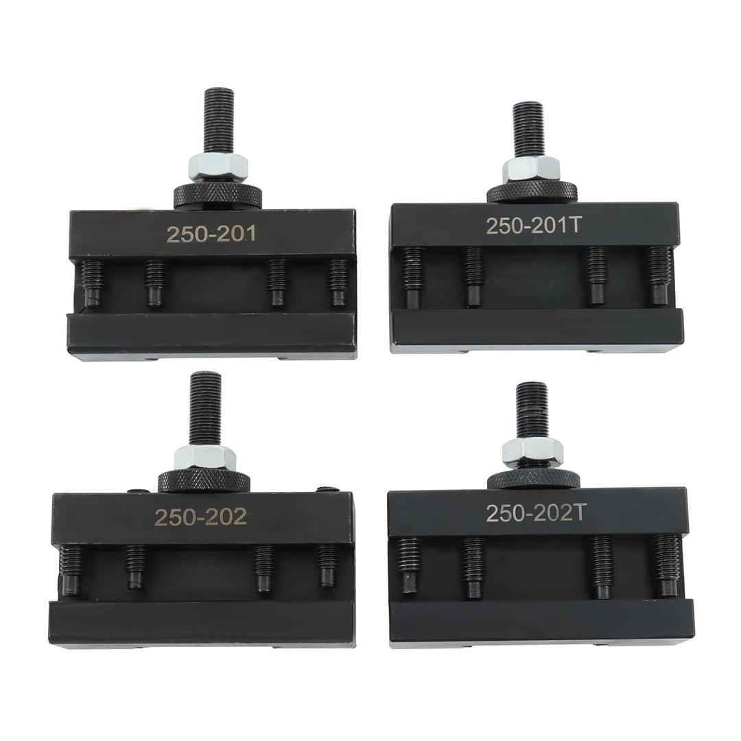 findmall 4Pcs BXA Tool Post Tool Holder 250-201, 250-201XL, 250-202, 250-202XL Quick Change Turning and Facing Holder Fit for Lathe
