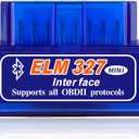 Sun Walker ELM327 OBDII Car Auto Diagnostic Scanner, Professional ELM327 Interface Bluetooth Failure Detector, Mini Wireless Engine Fault Code Reader Compatible with OBD2 Vehicles (1 PCS)