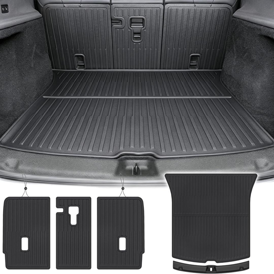 Tesla Model Y Juniper Trunk Mats Set 2026 2025Only 5 Seat/Not fit Standard TPE All Weather Juniper Odorless Anti-Slip Accessories - Cargo Liners & Backrest Liners & Rear Bumper Top Protector