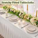 8pk Spandex Ivory Tablecloths for 6 Foot Rectangle Tables, Stretch Table Cloths 6ft Fitted Table Cover Desk Skirt for Parties Weddings Birthday Banquet Baby Shower
