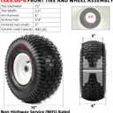 AR-PRO Replacement 15x6.00-6 Front Tire and Wheel Assembly for Riding Mower Lawn Tractor, 3" Centered Hub and 3/4" Bushings, 4-Ply Pneumatic (Set of 2)
