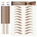20 Sheets Eyebrow Tattoo Waterproof Eyebrow Sticker, 4D Hair Like Natural Fake Tattoo Eyebrows Peel Off Instant Transfers Brows Shaper Eyebrow Makeup Sticker for Women Girls, Arched Brown