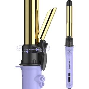 Rotating Curling Iron 1 inch for All Hair Types-Rapid Heating Automatic Curling Iron-Self Hair Curler-zavarea Professional Curling Wand with Long Titanium Barrel-Dual Voltage (Purple)