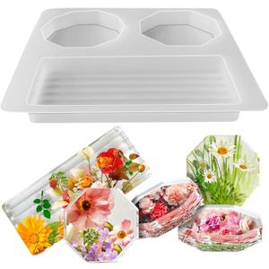 DIY Silicone Coaster Resin Mold Set, Reusable Coaster Tool, Suitable for Resin, epoxy Resin, Handmade Production (Square)
