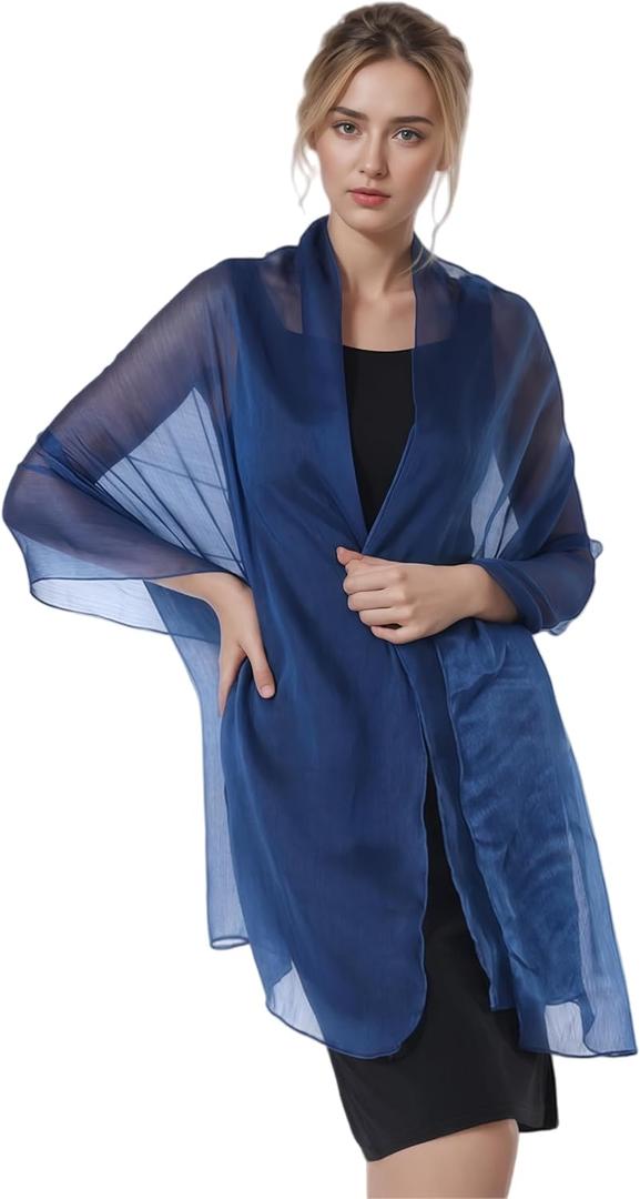 Women Sheer Crepe Shawl - Lightweight Soft Shimmer Wrap for Evening Party, Travel & Festival - Versatile Elegant