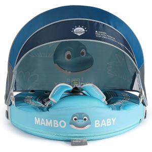 Mambobaby Float Add Tail Baby Swim Float with Canopy Solid Pool Infant Swim Trainer Swimming Training Lying Air Free Water Floats Non-Inflatable Waist Swim Ring for Toddlers (Dinosaur), Medium