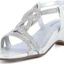 LONDON FOG Womens Macey Demi-Wedge Dress Sandals (8, Silver)