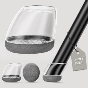 24 Pcs Chair Leg Floor Protectors, Round Silicone Felt Caps for Angled Chair Legs, Noise Reducing Furniture Pads for Hardwood Floors, Scratch Protection Leg Covers Fit 1.1"-1.42"