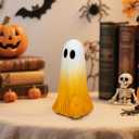 3 x Halloween Figurines Ghost Decor, Resin Statue Halloween Ghost Decorations, Cute Small Cute Ghost Figurine for Table Shelf Display, Decoration Indoor (Yellow)