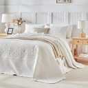Oversized Quilt Set Super Queen Size 120 * 120 in 3 PC Oversize Extra Wide Bedspread Coverlet Set for All Season Tall King Bed Soft Bedding Rustic Bedding Cover - Beautiful Paisley Pattern White