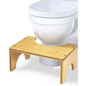 Easoger Toilet Stool, Bamboo Poop Stool, 7" Potty Stool, Wood Bathroom Step Stool Squat with Anti Slip Layer, Toilet Foot Stool 330 lbs Capability