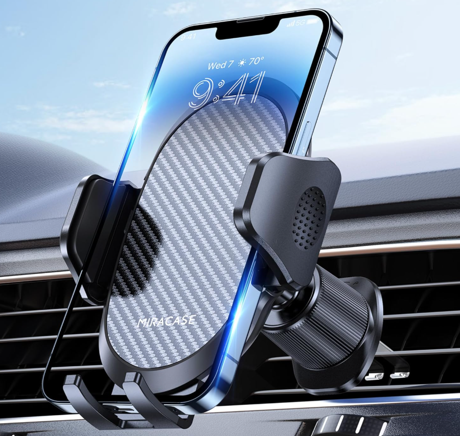 miracase Phone Holders for Your Car with Metal Hook Clip, Air Vent Cell Phone Stand Car Mount, Universal Automobile Cradle Fit for iPhone Android and All Smartphones, Dark Black