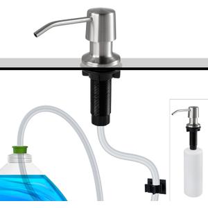 Styever Soap Dispenser for Kitchen Sink with Pump -16oz Bottle Built in Countertop Dish soap Dispenser with 4 Inch Spout- Oil Rubbed Bronze Sink Soap Dispenser Extension Kit with 47 Inch Tube (Stainless Steel)