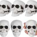 Amosfun 6PCS Halloween Skeletons Plastic Realistic Human Skull Head Bone Model Ghost House Props Halloween Party Supplies