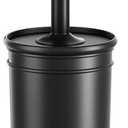 UPTRONIC Toilet Brush, Toilet Bowl Brush with Extra Long Handle Durable Bristles Toilet Scrubber and Covered Holder for Toilet Brush Set for Bathroom Cleaning (Black, 1 Set)