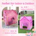 Kids Princess Castle Tent for 2-3 Kids Indoor/Outdoor Playhouse for Toddlers Polyvinyl Chloride PVC 1 pcs Foldable Kids Play Tent Casita House - Pink Flower House 37x28x40 in