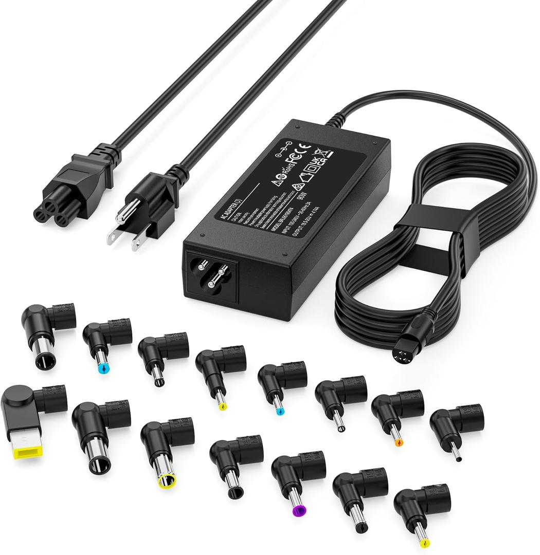 90W Universal Laptop Charger Compatible with HP Dell Asus Lenovo Acer Sony AC Adapter IBM Gateway Notebook Ultrabook Chromebook Pavilion Inspiron Latitude Power Supply Cord with 15 Tips