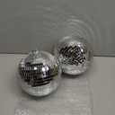 Suwimut 2 Pack Disco Light Mirror Ball, 8 Inches Cool and Fun Large Silver Hanging Disco Ball with Hanging Ring for Retro Party, Home Bands Decorations, New Years Celebration