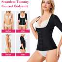 Gotoly Women Waist Trainer Corset Tummy Control Shapewear Upper Arm Shaper Post Surgical Slimmer Compression Tops (Black, L)