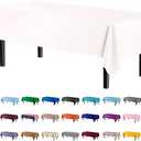 Party Solids 6-Pack Premium Plastic Tablecloth 54in. x 108in. Rectangle Plastic Table Cover - White