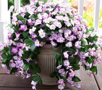 HyeFlora Artificial Fake Hanging Flowers Plants Vines for Outdoor Spring Decoration, 2PCS Faux Silk Orchid Long Stems Look Real UV Resistant for Home Outside Garden Wall Indoor 