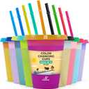 Kids Cups with Straws and Lids- 9 Packs 16 oz- Color Changing Cup - Thick Reusable Insulated Plastic Cup with Lids and Straws for Coffee Cups, Smoothie Cup