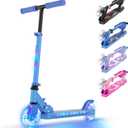 TONBUX Scooters for Kids 5-12, 2 Wheel Scooters with Cool Light Up Stem, Wheels, and Deck, 3 Level Adjustable Height Kick Scooter, Foldable and Lightweight Scooter for Kids 8-12 (blue)