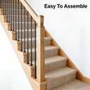 10 Pcs Square 1/2" x 44" Wrought Iron Plain Balusters for Staircase, Metal Hollow Spindles Deck Baluster for Indoor Stairs (Satin Black)