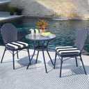 LVTXIII Set of 2 Outdoor Chair Cushions for Patio Furniture, Water Repellent Patio Chair Cushions 17"x16" with Ties, U-Shaped Dining Chair Pads for Garden Kitchen Use, Cabana Navy