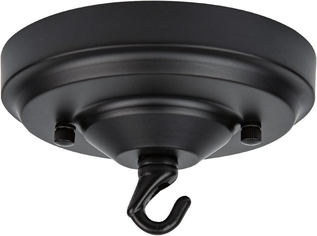 Upgraded Version 5 Inch Light Canopy Kit Black, Chandelier Hook, Iron Ceiling Canopy Kit for Pendant Light, Vintage Chandelier Canopy, Ceiling Hooks