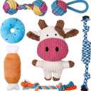 Toozey 7 Pack Small Dog Toys, Puppy Teething Toys, Durable Ropes Chew Toys, Cute Calf Squeaky Dog Toys, Non-Toxic and Safe