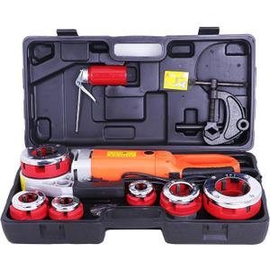 Portable Electric Pipe Threader Pipe Threading Machine with 6 Dies, 2300W Pipe Threading Tool for Galvanized Pipe Iron Pipe Threading 1/2" to 2" (110V)