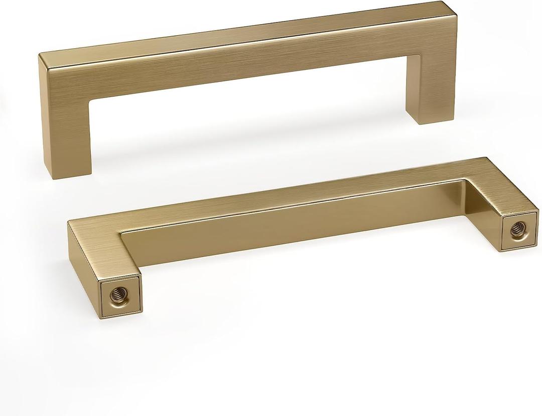 Goldenwarm 20 Pack 3-3/4in Champagne Bronze Cabinet Pulls Gold Cabinet Handles Bronze Drawer Pulls Champagne Gold Drawer Handles Square Kitchen Dresser Hardware for Bedroom Cupboard