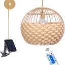 Outdoor Chandelier Solar Pendant Light Outdoor Hanging Lantern Solar Outdoor Chandelier with Remote Dimmable for Porch Patio Gazebo Garden Yard Decoration Nature