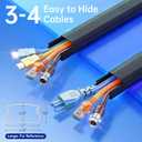 Delamu Black Cord Hider, 85in Cord Covers for 3-4 Wires on Wall, Large Cable Hider, Premium Wire Covers for Cords on Wall, Easy Set-up Cable Cover Raceway, TV Wire Hiders Wall, W1.18 H0.67in, Black