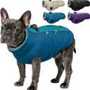 IDOMIK Warm Dog Coat with Harness, Waterproof Reflective Dog Jackets for Small Medium Large Dogs, Fleece High Collar Winter Jacket with Zipper, Pet Winter Snowsuit Clothes for Cold Weather, Blue L (L(Neck Girth:17.7"))