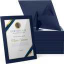 Tatuo 50 Pcs 8.5 x 11 Paper Picture Frames Document Horizontal Paper Certificate Holders Display Gallery Wall Frame Art with Easel Photo Certificates Degree Diplomas (Navy Blue)