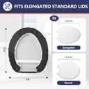 Luxury Soft Microfiber Toilet Lid Cover Machine Washable Solid Toilet Seat Cover 17.5" x 15" Adjustable Rubber Backing Fits Most 16-17.5" L x 14-16" W Round Oblong and Elongated Toilet Seat