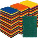 Hoolerry Set of 100 Heavy Duty Scouring Pads Non Scratch Household Scrub Pads for Cleaning Reusable Pan Scrubber Anti Grease Scrubbing Pads for Dish Kitchen Metal Grills, 4.3 x 3 x 0.3 in (Multicolor)