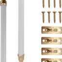 Amazing Drapery Hardware White Swivel Sash Curtain Rods with Brass Ends, Set of 2 (Hardware Included) - Adjustable Length 21-38 Inches, Easy to Install Metal Rods for Doors, Windows, and Sidelights