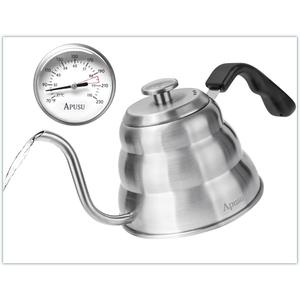 Pour Over Kettle for Manual Drip Coffee and Tea with Thermometer 28oz Gooseneck Kettle with Flow Control Stainless Steel Water Kettle for Stovetop,800ml,4 Cup,Silver,1Pack (0.9 Quarts)