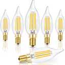 Hizashi E12 Candelabra Bulb 40 watt, 90+ CRI Dimmable Candelabra LED Bulbs, 4W 450LM 5000K Daylight White, E12 Bulb Flame Tip CA10 Candle Light Bulbs, UL Listed - 6 Pack