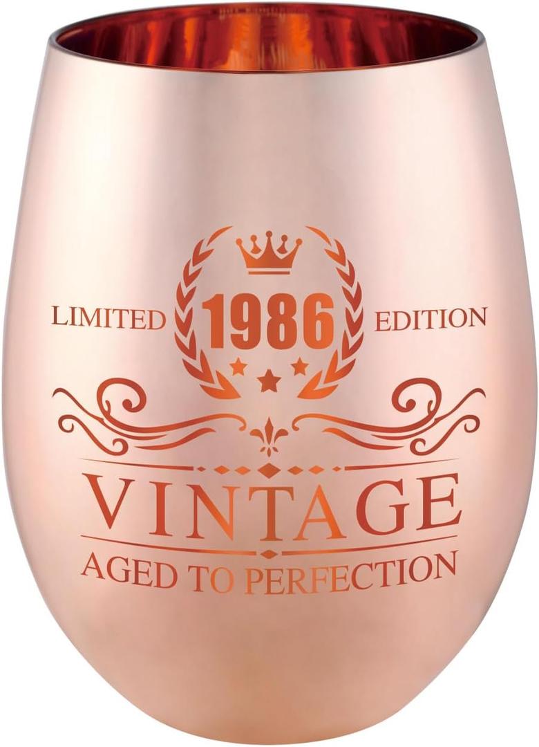 40th Birthday Gifts for Women - Vintage 1986 Wine Glass - 40th Birthday Decorations for Her - Funny Bday Present Ideas