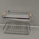 2 Tier Large Fruit Basket for Kitchen Counter with 2 Mobile Banana Hangers, 2025 Pro Detachable Metal Fruit Bowl with Wooden Handle (Silver, 2 Tier Extra Large)