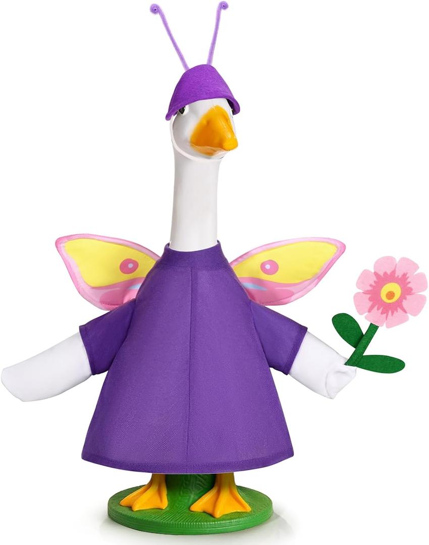 Kavoc Butterfly Goose Outfit Porch Goose Clothes for 23" Lawn Outdoor Garden Yard Patio Statue Spring Decor
