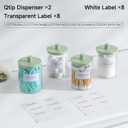 TIPGO Glass Qtip Holder Dispenser for Bathroom - 10 oz Clear Canister Apothecary Jar for Cotton Swabs, Balls, Pads, Floss Picks, Small Containers for Makeup Storage Organizer (2 Pack, Green)