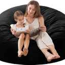 EDUJIN 3 ft Bean Bag Chair: 3' Memory Foam Bean Bag Chairs for Adults/Teens with Filling,Ultra Soft Dutch Velvet Cover, Round Fluffy Lazy Sofa for Living Room - 3Foot,Black