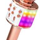 OVELLIC Karaoke Microphone for Kids, Wireless Bluetooth Karaoke Microphone with LED Lights, Portable Handheld Mic Speaker Machine, Great Gifts Toys for Girls Boys Adults All Age (Rose Gold)