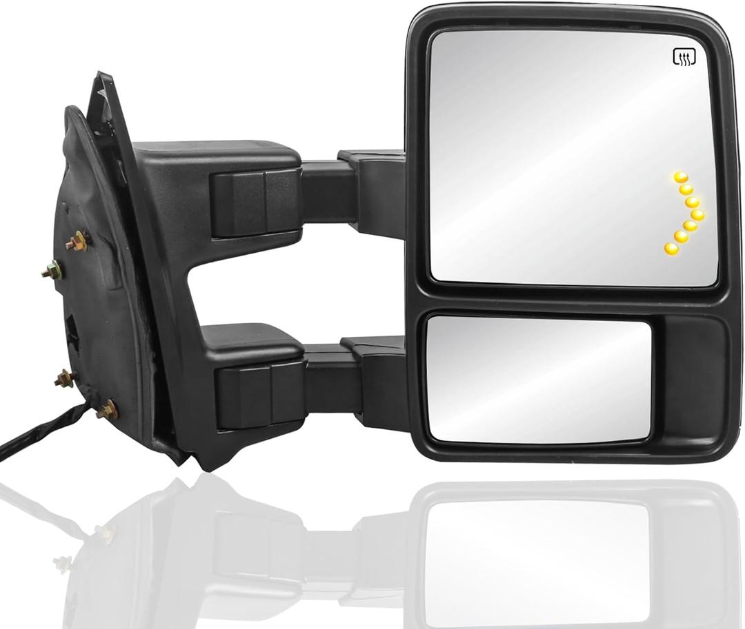 Passenger Side Power Heated Towing Mirror Compatible for 2008-2016 Ford F250 F350 F450 F550 Super Duty Turn Light w/Led (Right Side)